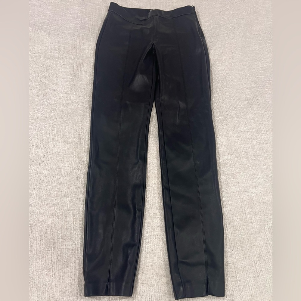 Zara Faux Leather Black High Waisted Leggings Size 26